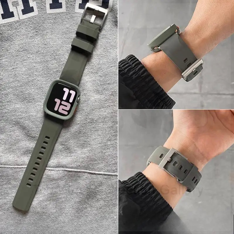 Silicone Strap + TPU Case for Apple Watch Band Ultra2 49mm 46mm 44mm 45mm 42mm 41mm 40mm