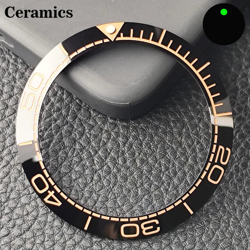 Insert de lunette incliné en céramique/aluminium 41.5mm x 32.7mm, adapté au remplacement de lunette de montre pour hommes, accessoires de montre