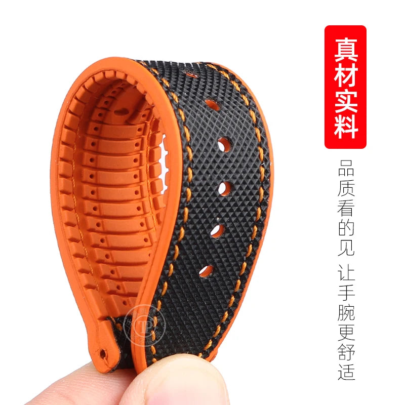 Bracelet de montre en Nylon et Silicone pour hommes, 20mm, 22mm, 24mm, étanche et respirant, en caoutchouc, accessoires
