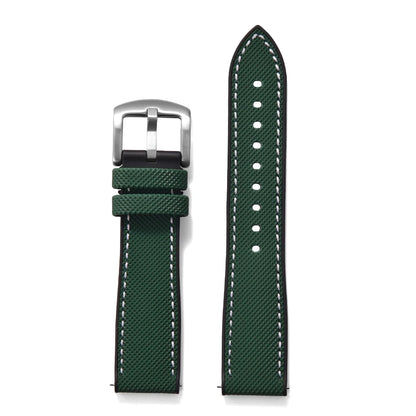 Bracelet de montre en cuir hybride de qualité supérieure, en tissu voile FKM, 18mm 20mm 22mm 24mm, en caoutchouc fluoré, pour chaque marque de montre de plongée