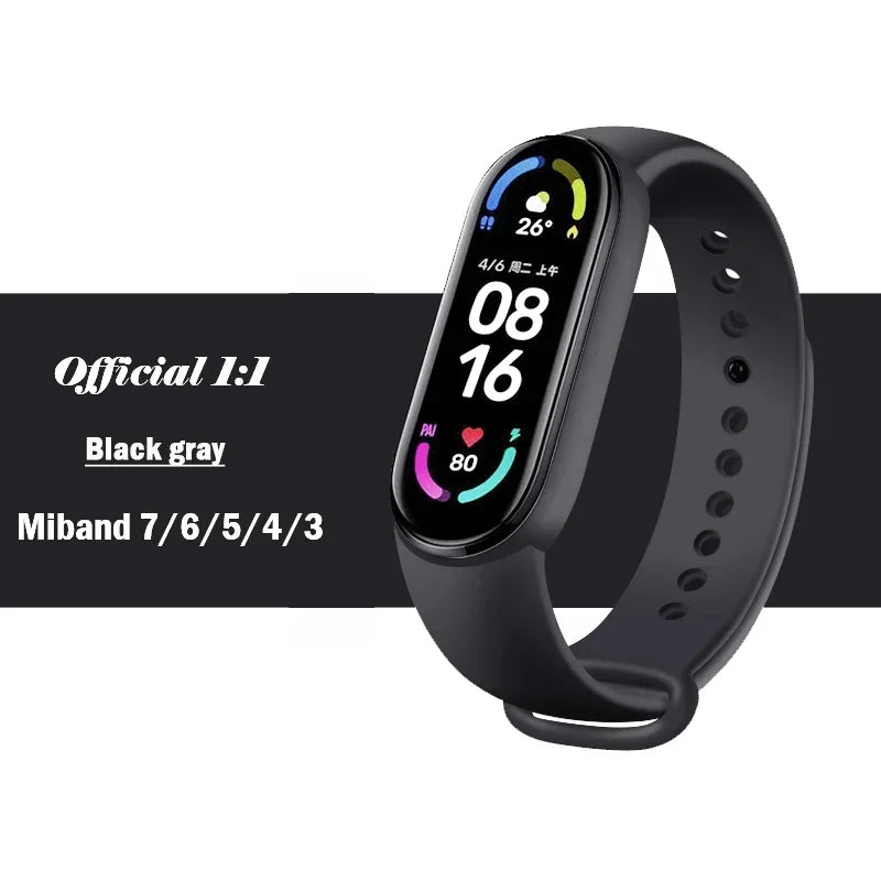 Official silicone strap for Xiaomi Mi Band 4 5 6 7, sports watch, Miband4 Miband7 Correa Mi band 3 4 5 6 7 bands