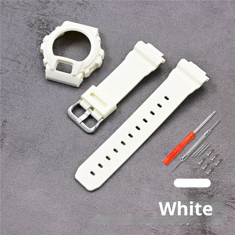 Cinturino sportivo in resina TPU per Casio G-SHOCK DW-6900 DW-6600 DW-3230, cinturino in gomma impermeabile da uomo, kit di ricambio con custodia protettiva