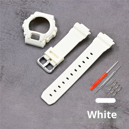Cinturino sportivo in resina TPU per Casio G-SHOCK DW-6900 DW-6600 DW-3230, cinturino in gomma impermeabile da uomo, kit di ricambio con custodia protettiva