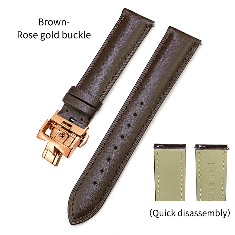 Bracelet de montre en cuir véritable à dégagement rapide 19mm 20mm 21mm 22mm pour Vacheron Constantin Patrimony VC, bracelet noir avec boucle pliable