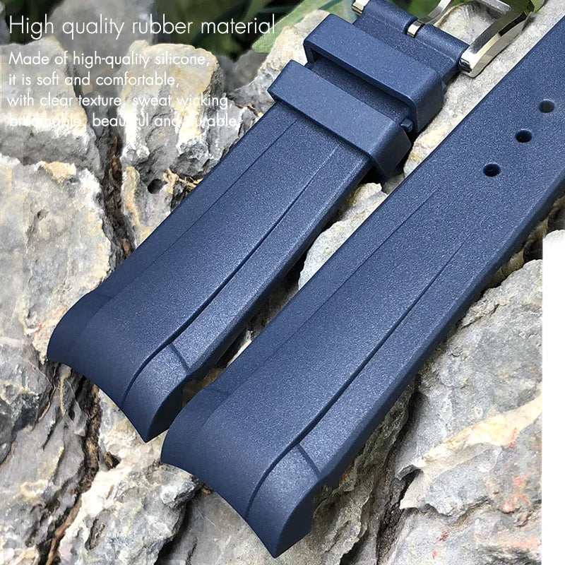 Bracelet de montre en silicone caoutchouc de haute qualité à extrémités courbées 22 mm 20 mm pour Tudor Black Bay 41 mm Pelagos 42 mm 1958 Blue Sports Watch Strap