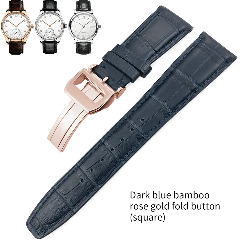 Bracelet de montre en cuir véritable pour hommes, 20mm, 21mm, 22mm, pour IWC, portugais, pilote, marron, noir, bleu