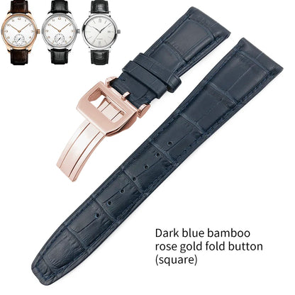 Bracelet de montre en cuir véritable pour hommes, 20mm, 21mm, 22mm, pour IWC, portugais, pilote, marron, noir, bleu