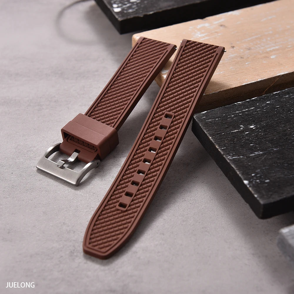 2025 NewFKM Bracelet de montre en caoutchouc 18 mm/20 mm/22 mm/24 mm |   Sangle de plongée à dégagement rapide, étanche, Anti-allergie, pour Seiko/Citizen/Garmin