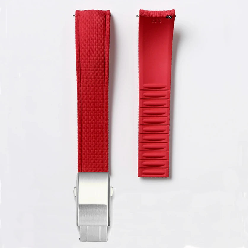 Bracelet de montre en caoutchouc fluoré FKM 18/19/20/21/22/24 mm avec boucle déployante universelle pour hommes, bracelet de remplacement CTS pour Seiko et Omega