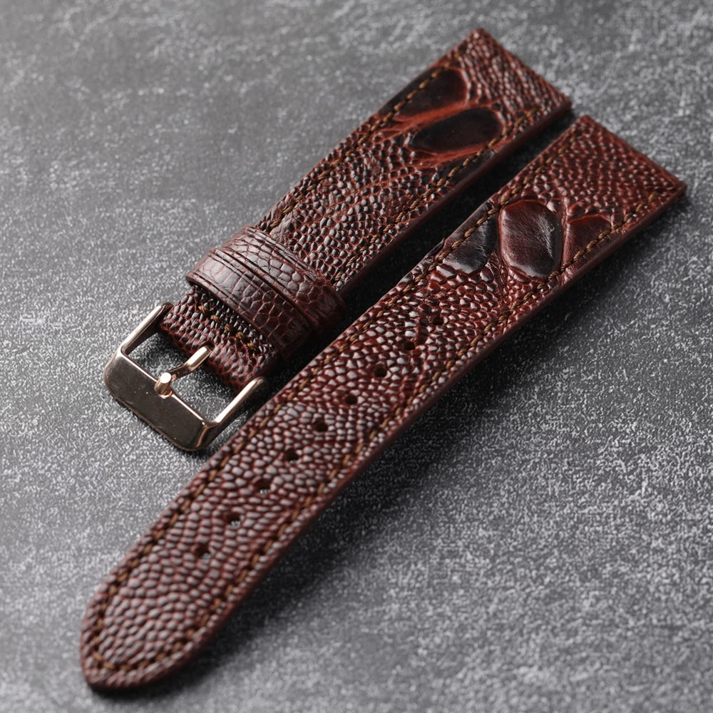 Handmade genuine high quality ostrich foot leather 18 19 20 21 22MM brown green genuine leather Vintage Strap for men Vintage