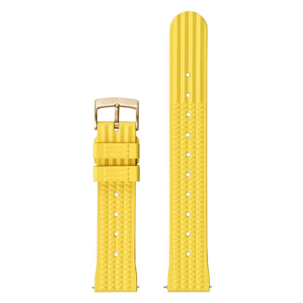 FKM – Fluororubber Waffle Watch Strap, 20mm 22mm, Universal, Waterproof, Comfortable, Sport, Quick Release