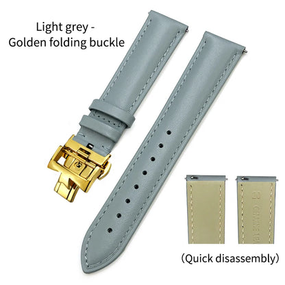 Bracelet de montre en cuir véritable à dégagement rapide 19mm 20mm 21mm 22mm pour Vacheron Constantin Patrimony VC, bracelet noir avec boucle pliable
