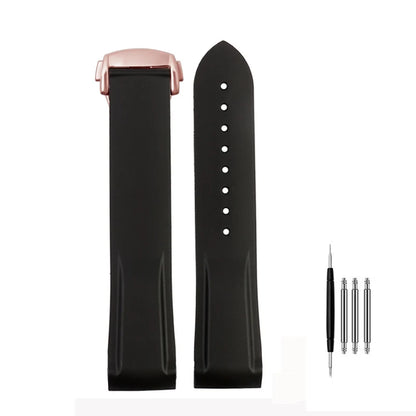 Cinturino per orologio da uomo in gomma e silicone, fibbia pieghevole, estremità curva, per Omega Seam84300 Speedmaster, 20 mm 21 mm 22 mm