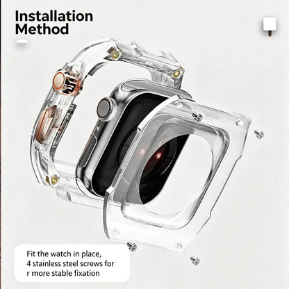 Modification Kit for Apple Watch Ultra 2 10 9 8 7 6 5 4, Sport Silicone Strap + Case for IWatch 44mm 45mm 46mm 49mm
