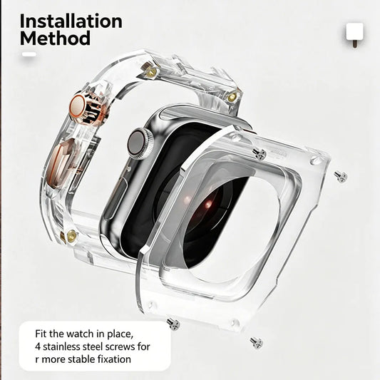 Kit de modification pour Apple Watch Ultra 2 10 9 8 7 6 5 4, bracelet en silicone sport + coque pour IWatch 44 mm 45 mm 46 mm 49 mm