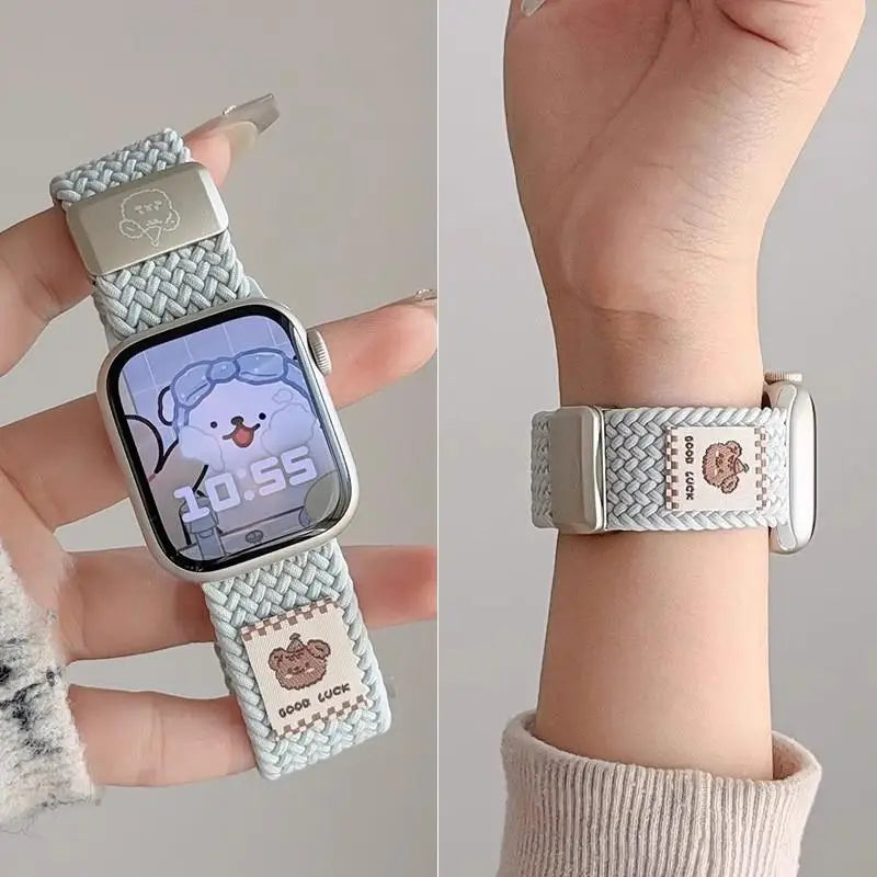 Braided Nylon Strap with Magnetic Buckle for Apple Watch 46mm 40mm 45mm 41 44mm 49mm 42mm Series Ultra 11 10 9 8