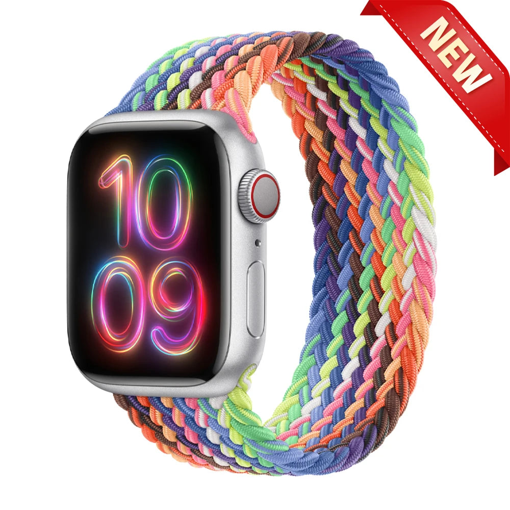 Bracelet tressé Solo Loop pour Apple Watch, 46mm 44mm 40mm 45mm 41mm 42mm, Correa, iWatch Series 11 10 9 SE 8 7 6 5 4 3