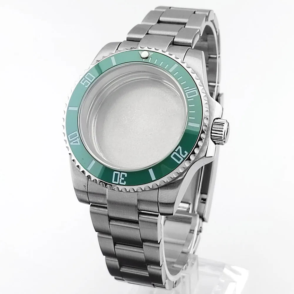    40.5mm sous-montre verre saphir boîtier en métal ajustement NH35/36/38 mouvement ajustement 28.5mm cadran pièces de montre accessoires boîte de montre bande