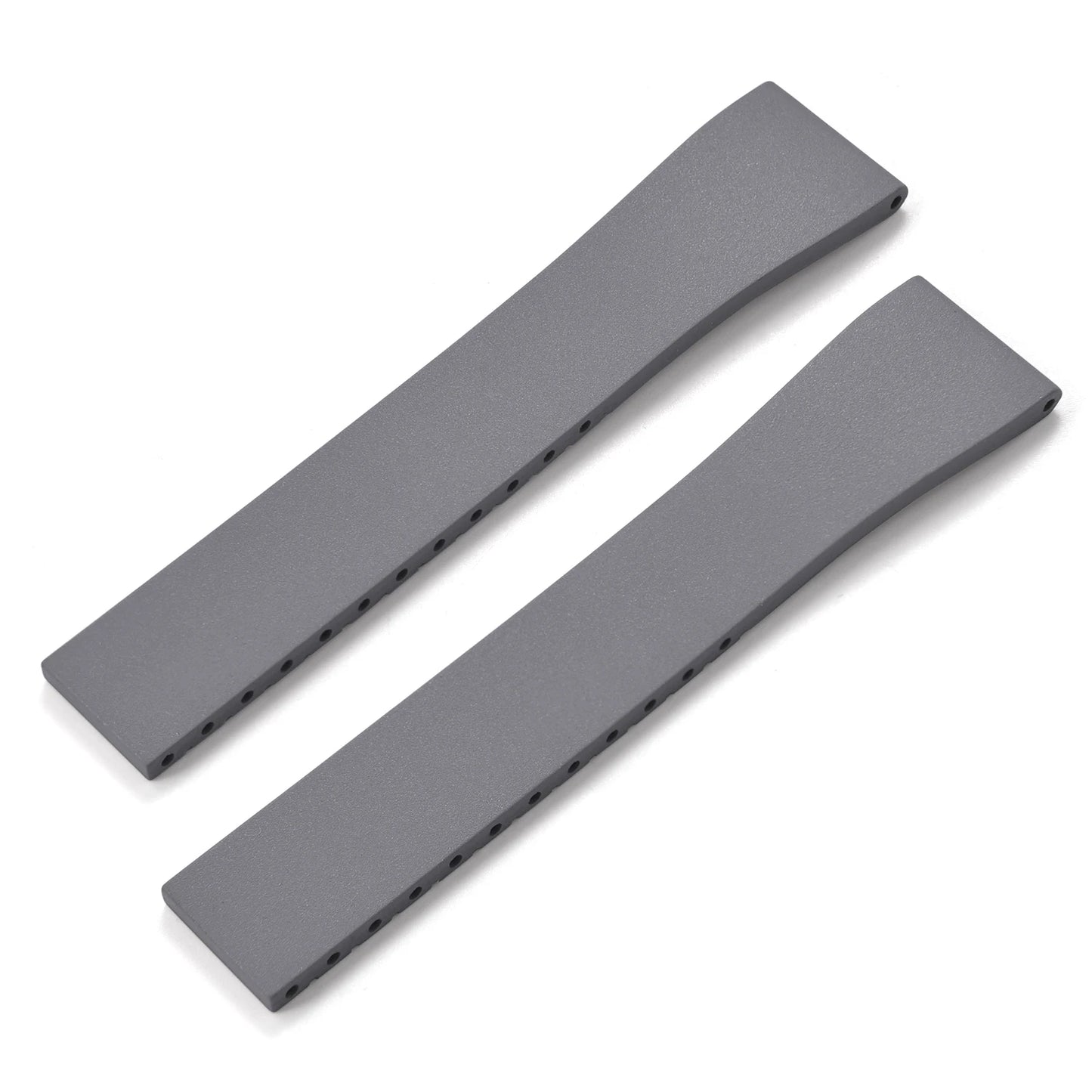 New CTS Fluororubber FKM Watch Straps 16mm 18mm 19mm 20mm 21mm 22mm Cut-to-Size Quick Release Butterfly Silver Buckle Watch Straps