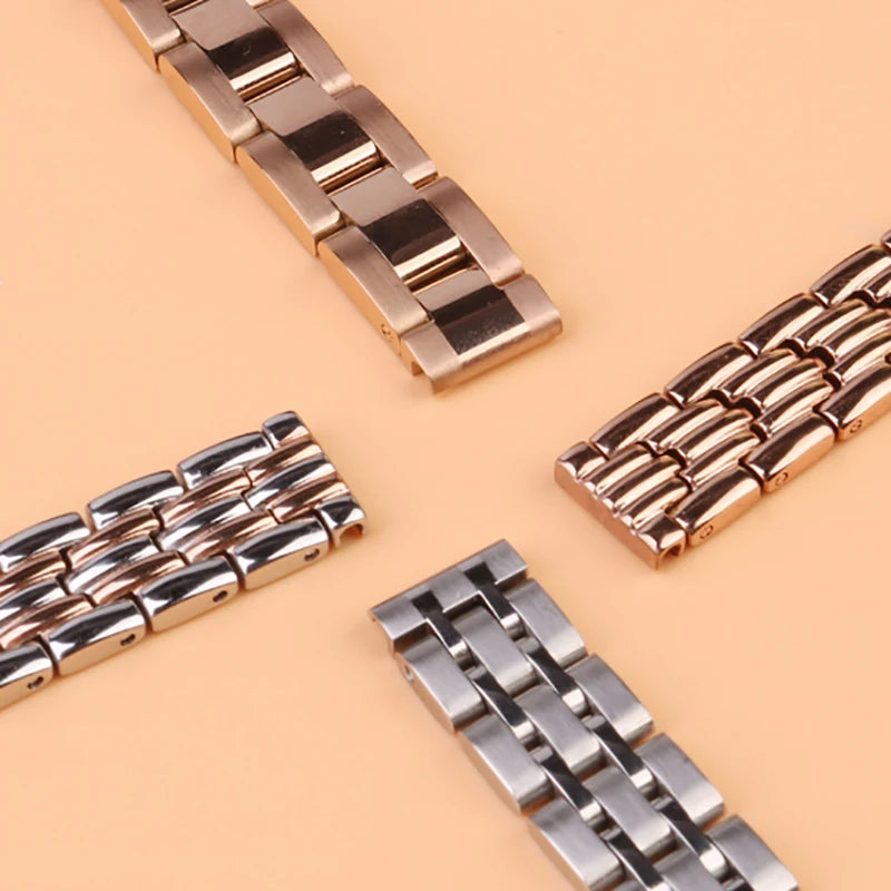 6mm 8mm 10mm 12mm 14mm 16mm Ladies Stainless Steel Buckle Mesh Watch Band Ultra-Thin Steel Bracelet Small Size Chain Width
