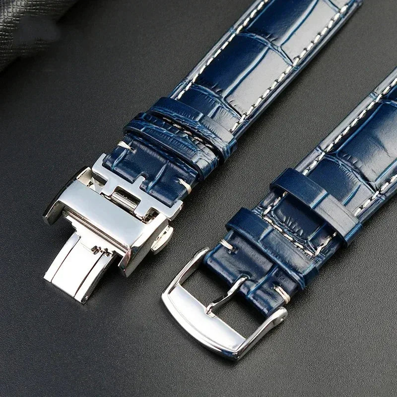 Per il bracciale artigianale Longines con luna e magnifico motivo coccodrillo blu, cinturino da uomo Comcas 20 mm. È adatto