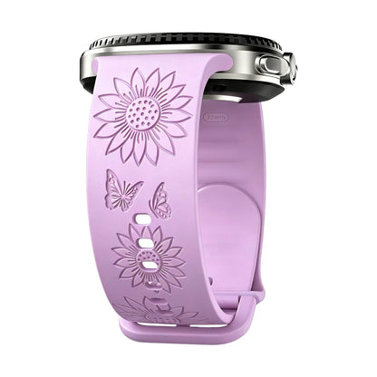 Cinturino in silicone per Samsung Galaxy Watch 8/9, 44 40 mm, incisione a girasole, cinturino Galaxy Watch 8 Classic 46 mm