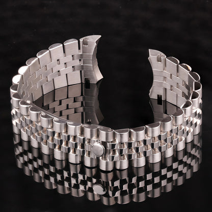 Bracelet de montre en acier inoxydable 904l, 20mm, argent massif, brossé, poli, extrémité incurvée, pour montres 40 41mm