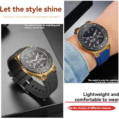 Cinturino per orologio GUESS serie W0149L5 in morbida resina siliconica con apertura convessa, cinturino impermeabile da 26x14 mm.