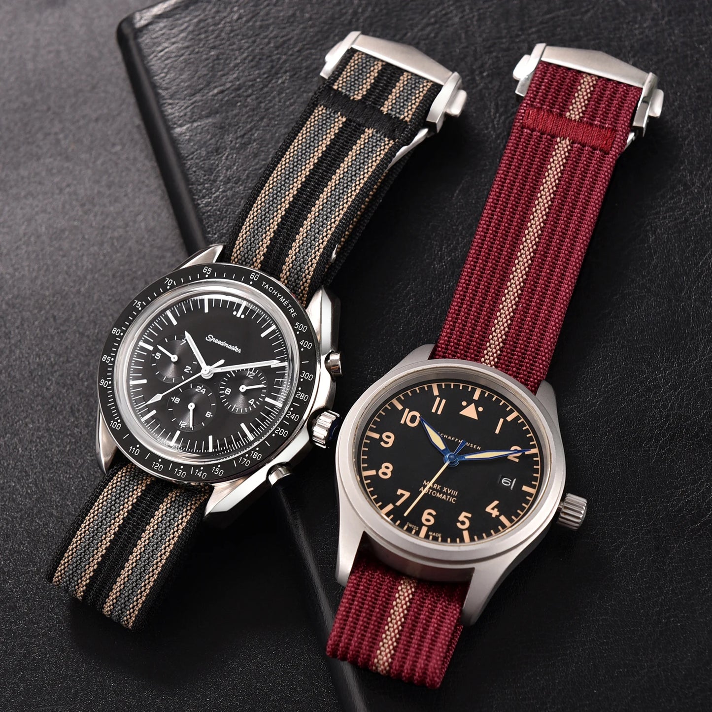 Bracelet de montre en nylon côtelé 18 20 22 mm, bracelet en caoutchouc FKM, boucle pliante, bracelet pour Omega Seiko, accessoires pour femmes et hommes