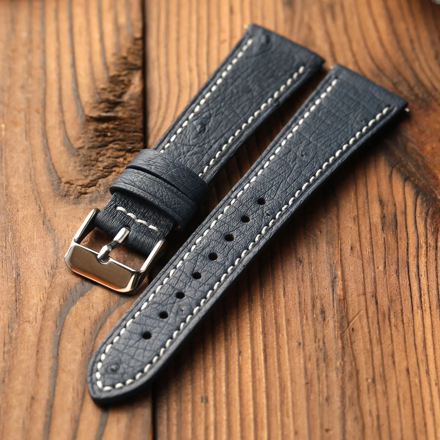 Cinturino in pelle di struzzo fatto a mano, 18 19 20 22 MM, morbido, ultra-sottile, blu, nero, marrone, stile retrò, adatto per orologi vintage