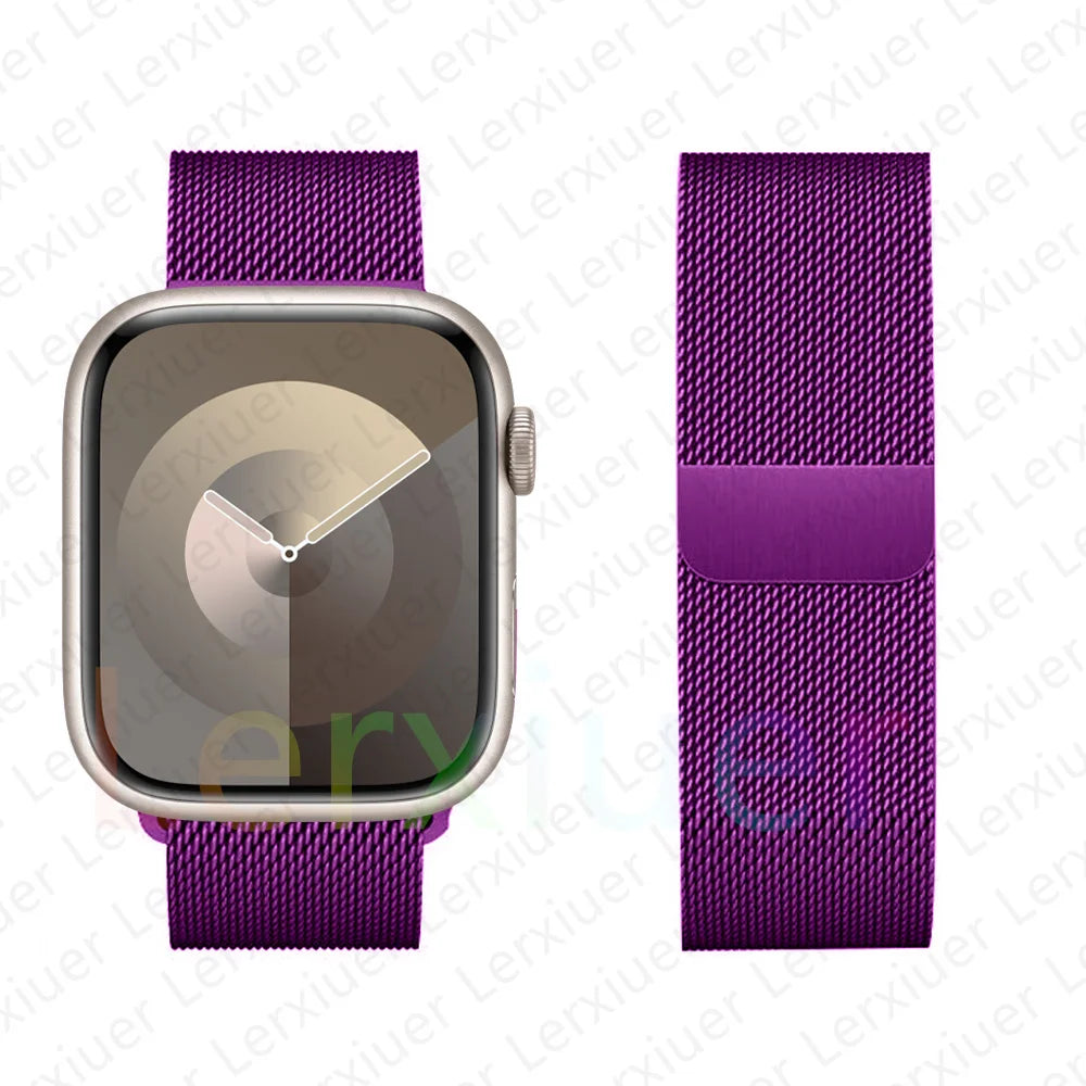 Boucle milanaise pour Bracelet de montre Apple 46mm 44mm 45mm 40mm 42mm 41mm 38mm 49mm Bracelet iWatch série 10 Ultra 2 9 8 SE 7 6 5 bandes