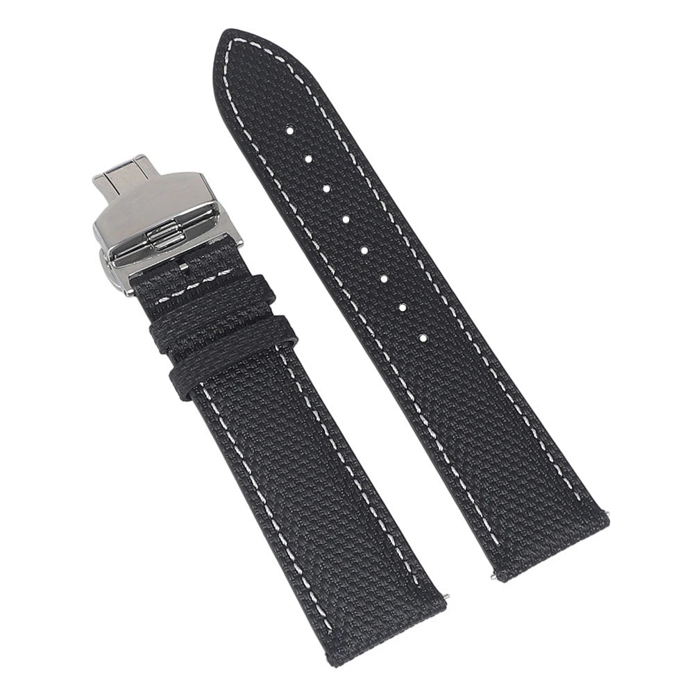 Bracelet de montre en toile de voile à dégagement rapide FKM 20mm 22mm, texture toile de voile, caoutchouc, cuir, accessoires de bracelet de montre