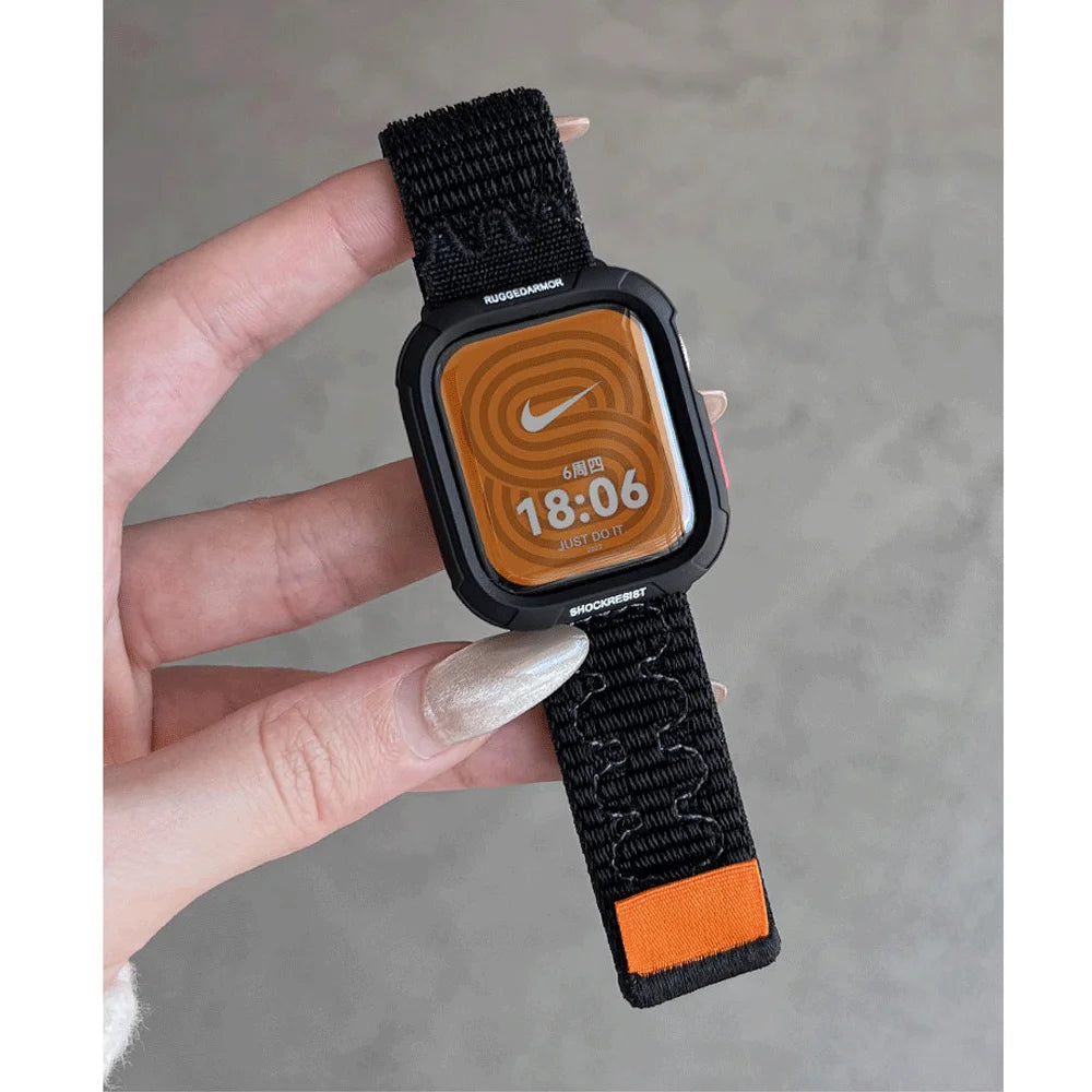 Coque en silicone + bracelet pour Apple Watch Series 11 10 9 8 7 45mm 41 Band SE 6 5 4 44 40mm, bracelet en nylon correa pour iWatch Ultra 49mm