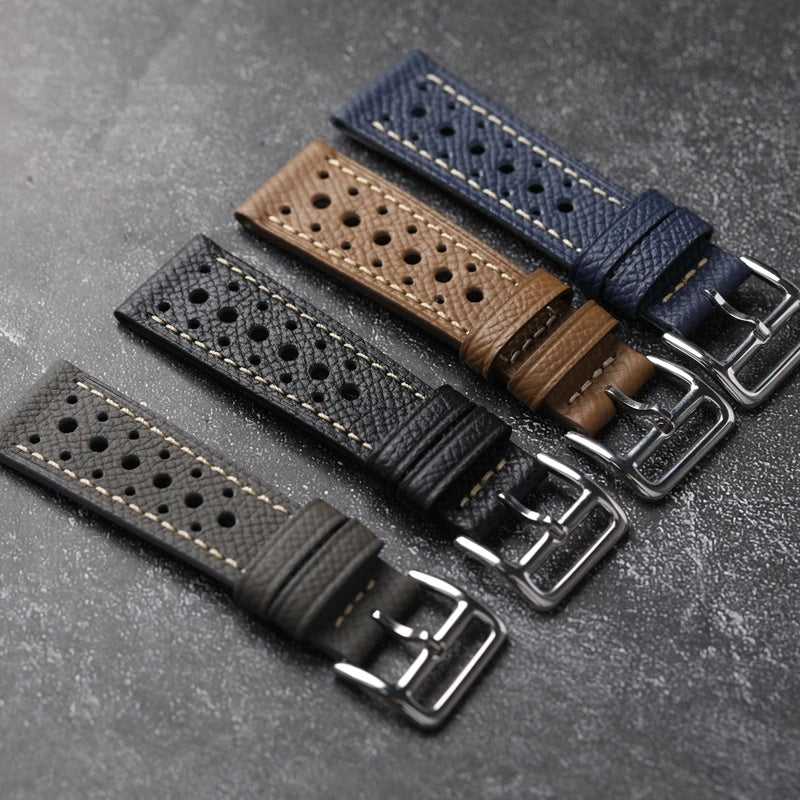 Palm Mars Handmade Cowhide Watch Band for Men, Genuine Leather, Soft Style, First Layer, Black, Brown, Grey, 18mm, 19mm, 20mm, 21mm, 22mm