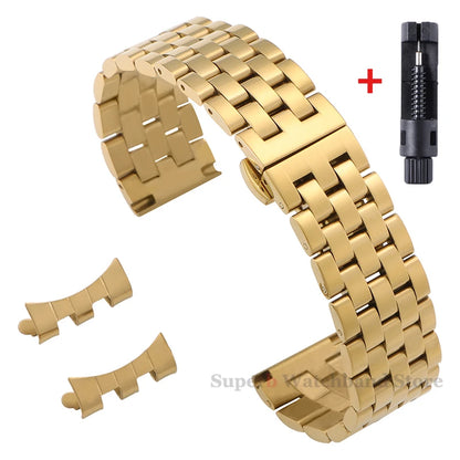 Edelstahlarmband 12/14/16/18/19/20/21/22 mm für Tissot-Uhren mit gebogenem Anstoß, universelles Seiko-Armband mit Schmetterlingsschließe