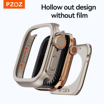 PZOZ pour iWatch Ultra 2 3 coque métallique PC couverture arrière pour Apple boîtier de montre série 11 10 9 8 7 se 6 45mm 44mm changement à Ultra 49mm