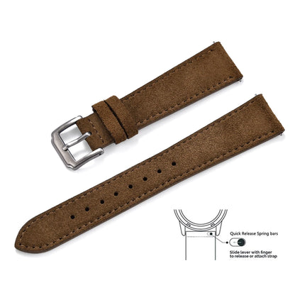 Soft Suede Leather Watch Strap, 18mm 19mm 20mm 22mm, Quick Release for Huawei GT2 GT3 42mm 46mm, Vintage Replacement Belts