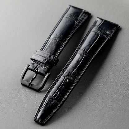 Cinturino in pelle di coccodrillo fatto a mano 20MM 21MM 22MM, pelle nera, cinturino di ricambio da uomo in pelle in stile retrò, compatibile con Pilot Mark