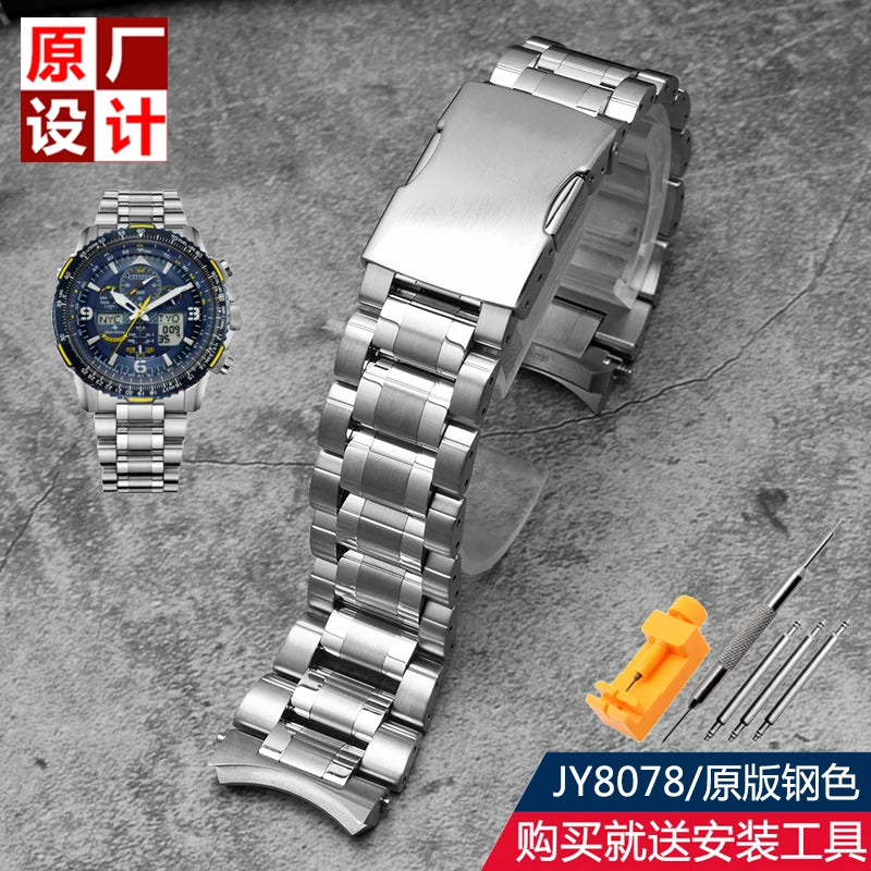 Per Citizen Sky Eagle Blue Angel AT8020 seconda e terza generazione CB5848 JY8078 cinturino in metallo bracciale 20mm 22mm