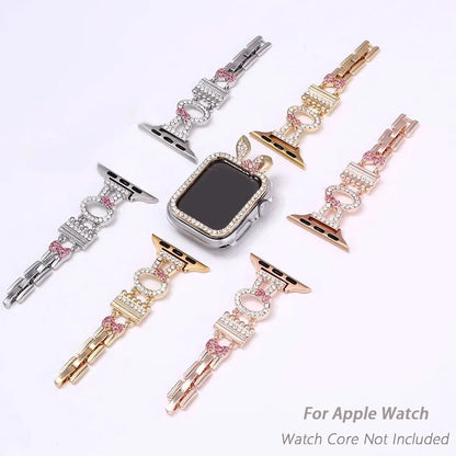 Rabbit Bracelet for Apple Watch 45mm 44mm 42mm 41mm, Bling Rhinestone for iWatch Ultra Series 9 8 SE 7 6 5