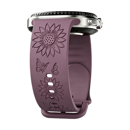 Cinturino in silicone per Samsung Galaxy Watch 8/9, 44 40 mm, incisione a girasole, cinturino Galaxy Watch 8 Classic 46 mm