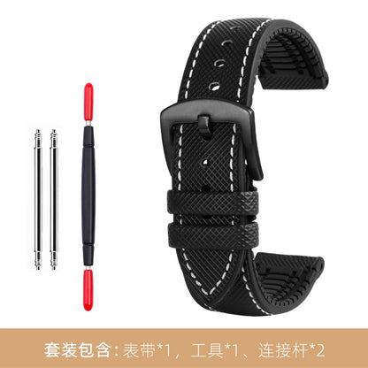 Bracelet de montre en Nylon et Silicone pour hommes, 20mm, 22mm, 24mm, étanche et respirant, en caoutchouc, accessoires