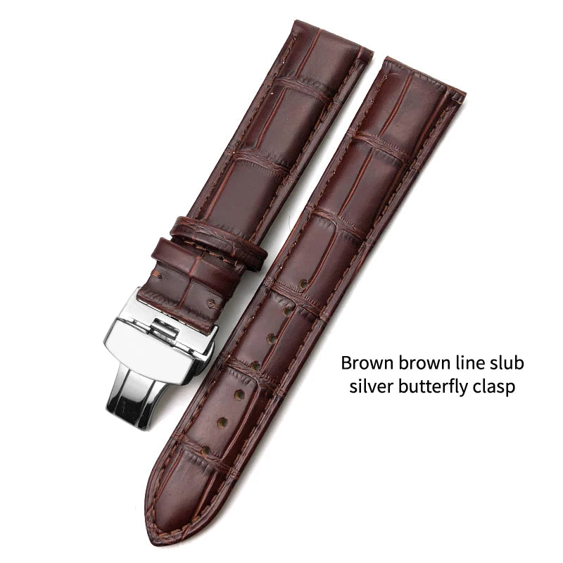 Bracelet de montre en cuir véritable pour Omega Tissot Longines, bracelet en cuir de vachette, fermoir papillon O SEIKO, acity, 14mm, 16mm, 18mm, 19mm, 20mm, 21mm, 22mm