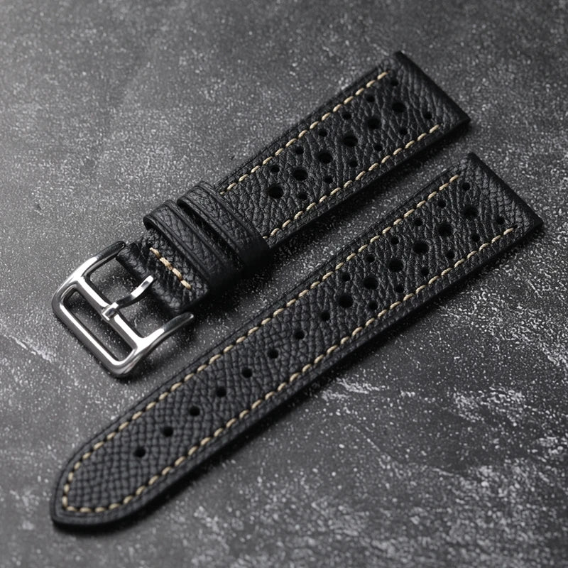 Palm Mars Handmade Cowhide Watch Band for Men, Genuine Leather, Soft Style, First Layer, Black, Brown, Grey, 18mm, 19mm, 20mm, 21mm, 22mm