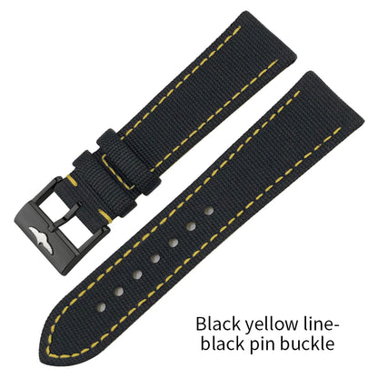 Bracelet de montre en cuir et nylon épais de qualité, 21mm 22mm, pour Breitling Avenger CHRONOMAT NAVITIMER SUPEROCEAN, bracelet de montre à fond jaune