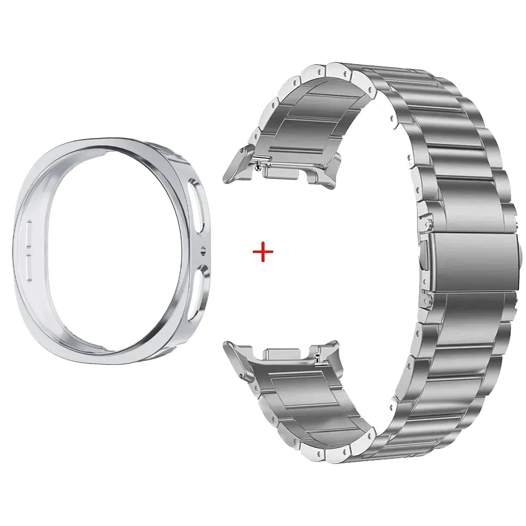Stainless Steel Watch Band + Case for Samsung Galaxy Watch 8 40mm 44mm, Full Cover Metal Strap
