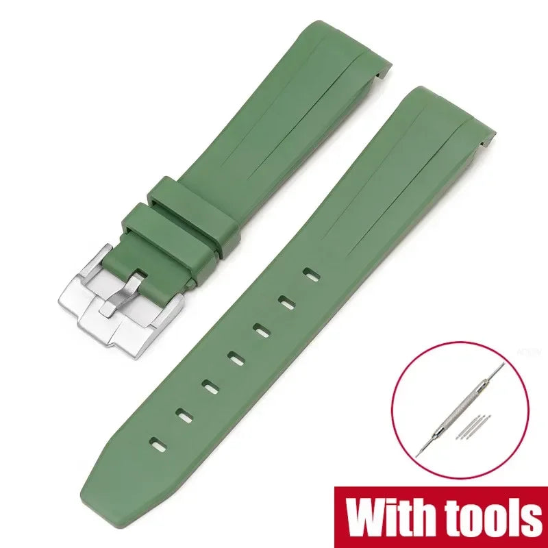 FKM Fluororubber Watch Strap for Rolex for Omega x Swatch MoonSwatch 20mm Curved End Waterproof Sport Replace Watch Band