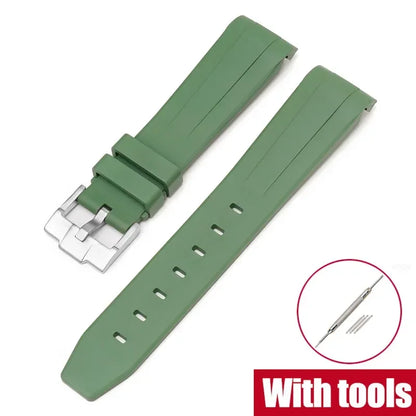 FKM Fluororubber Watch Strap for Rolex for Omega x Swatch MoonSwatch 20mm Curved End Waterproof Sport Replace Watch Band