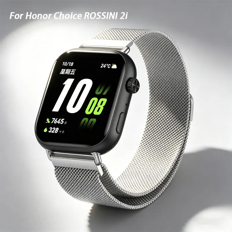 Milanese Stainless Steel Bracelet, Magnetic Metal Band for Honor Choice ROSSINI 2i, Mesh Strap, Watchband