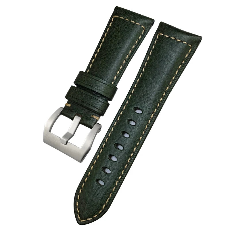Bracelet de montre en cuir véritable, 24mm 26mm, pour Panerai LUMINOR PAM111 PAM 441, Style rétro, fait à la main